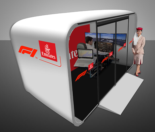 Fly Emirates Air Clad Plane Simulator Unit Design